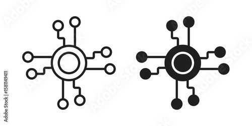Decentralized icon. Stroke and Glyph pictogram. Vector illustration on white background