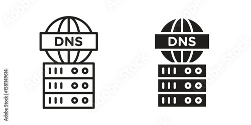 DNS icon. Stroke and Glyph pictogram. Vector illustration on white background