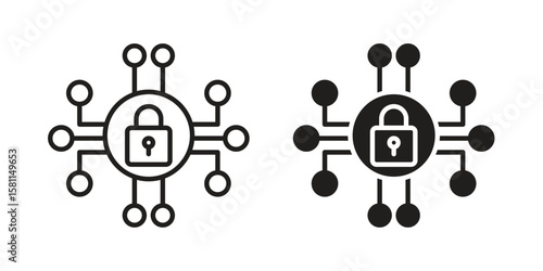Cyber security icon. Stroke and Glyph pictogram. Vector illustration on white background
