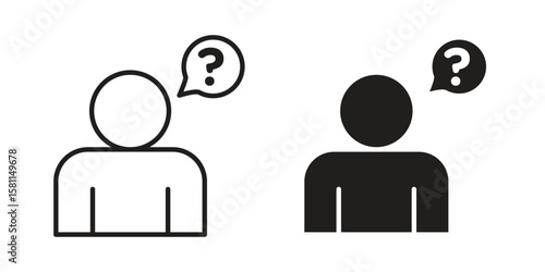 Curious human icon. Stroke and Glyph pictogram. Vector illustration on white background