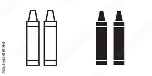 Crayon icon. Stroke and Glyph pictogram. Vector illustration on white background