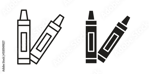 Crayon icon. Stroke and Glyph pictogram. Vector illustration on white background