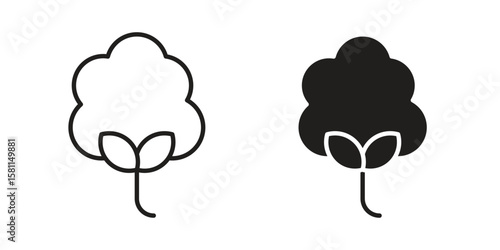 Cotton icon. Stroke and Glyph pictogram. Vector illustration on white background