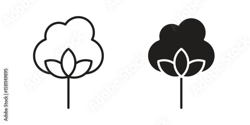 Cotton icon. Stroke and Glyph pictogram. Vector illustration on white background