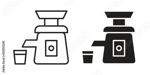 Cold pressed juicer icon. Stroke and Glyph pictogram. Vector illustration on white background