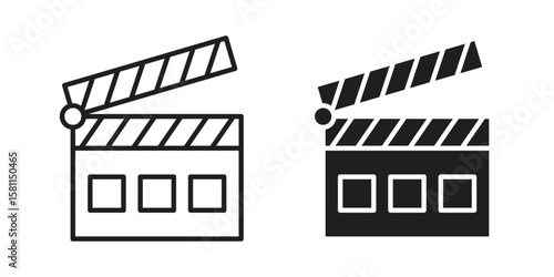 Cinema flapper icon. Stroke and Glyph pictogram. Vector illustration on white background