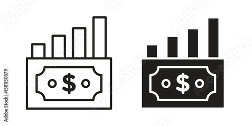 capital gain icon. Stroke and Glyph pictogram. Vector illustration on white background