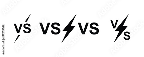Collection of VS versus letters vector logo icon vector isolated on white background. VS versus symbol for confrontation or opposition design concept. 
