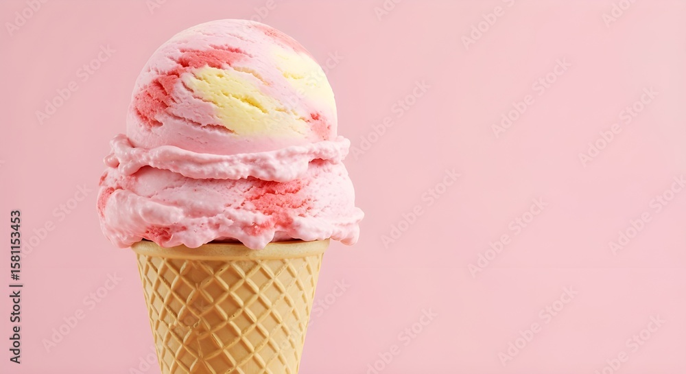 Strawberry Banana Ice Cream on Light Pink Soft Background Strawberry Banana Ice Cream on Light Pink Soft Background