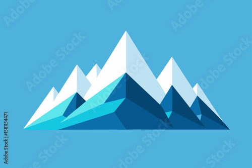 Minimalist Polygonal Mountain Range Blue White Vector Graphic