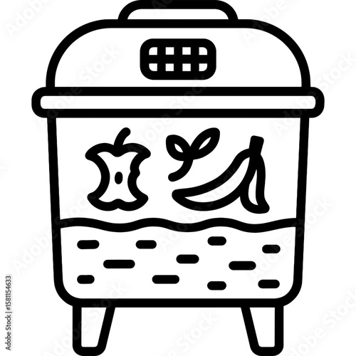 Apartment composting bin outline icon vector