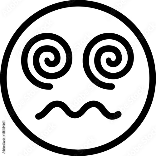 Dizzy face outline icon vector