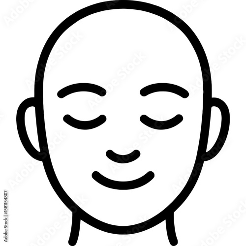 Peaceful serene face outline icon vector
