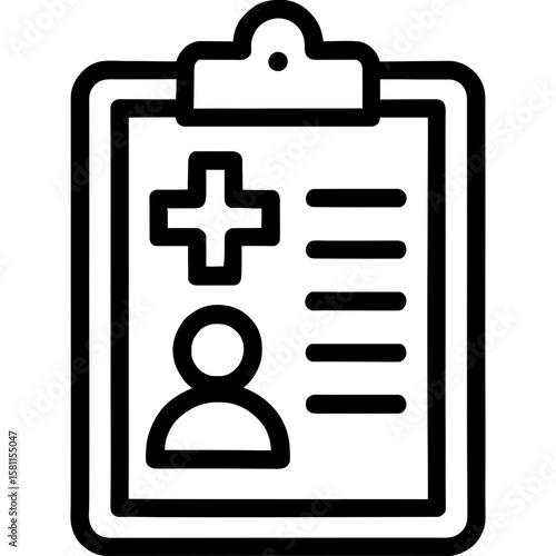 Medical chart clipboard outline icon vector