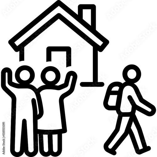 Empty nest with adults waving outline icon vector