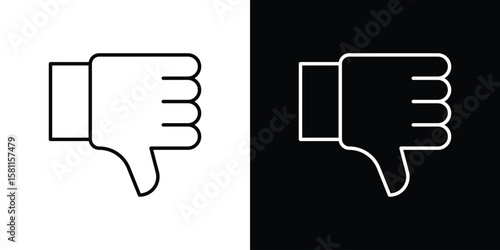 Thumb down icon thin line symbol on white background. Editable stroke vector illustration