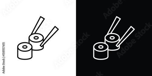Sushi icon thin line symbol on white background. Editable stroke vector illustration