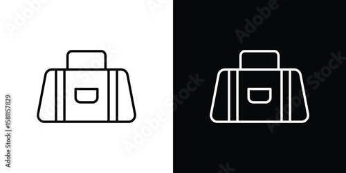 Sports bag icon thin line symbol on white background. Editable stroke vector illustration