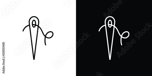 Needle icon thin line symbol on white background. Editable stroke vector illustration