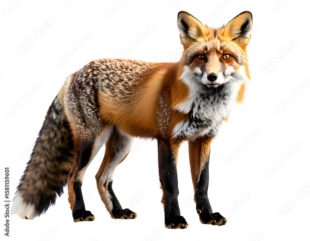 Obraz premium A full-body Fox standing on the ground, with a transparent background.