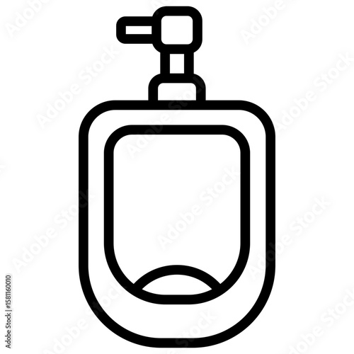 Urinal Outline Icon Vector Design - male urinal with a flush valve, typically found in public restrooms for sanitation