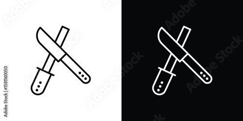 Knife sharpener icon thin line symbol on white background. Editable stroke vector illustration