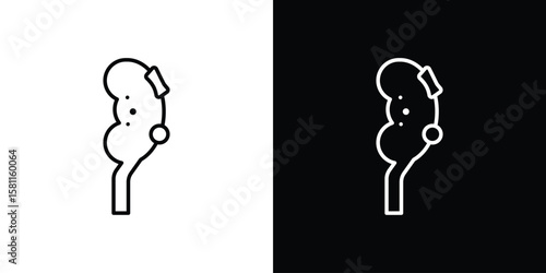 Kidney disease icon thin line symbol on white background. Editable stroke vector illustration