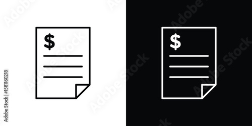 Invoice icon thin line symbol on white background. Editable stroke vector illustration