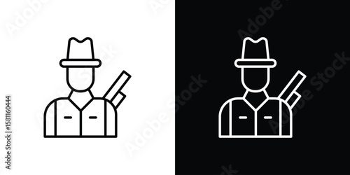 Hunter icon thin line symbol on white background. Editable stroke vector illustration