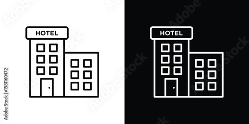 hotel icon thin line symbol on white background. Editable stroke vector illustration