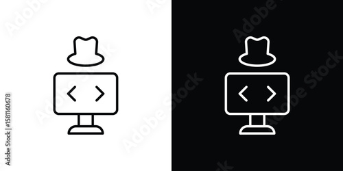 Hacker icon thin line symbol on white background. Editable stroke vector illustration