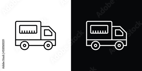 Food truck icon thin line symbol on white background. Editable stroke vector illustration