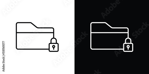 Folder security icon thin line symbol on white background. Editable stroke vector illustration