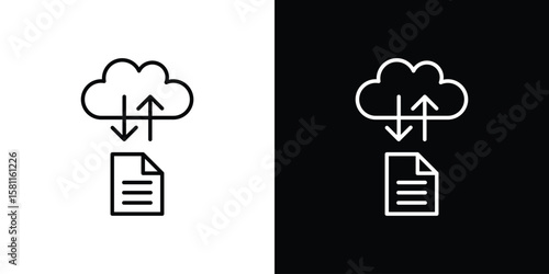 File sharing icon thin line symbol on white background. Editable stroke vector illustration