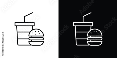 Fast food icon thin line symbol on white background. Editable stroke vector illustration
