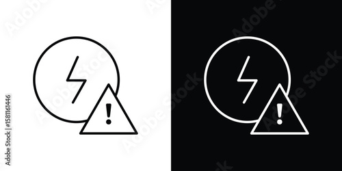 Electric Problem icon thin line symbol on white background. Editable stroke vector illustration