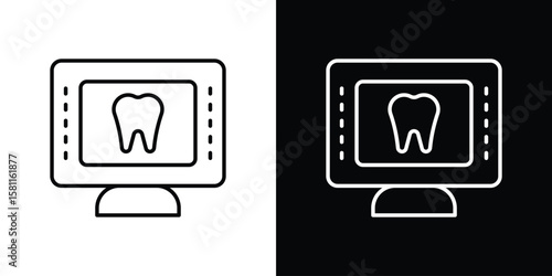 Dental X ray icon thin line symbol on white background. Editable stroke vector illustration