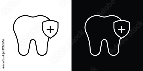 Dental insurance icon thin line symbol on white background. Editable stroke vector illustration