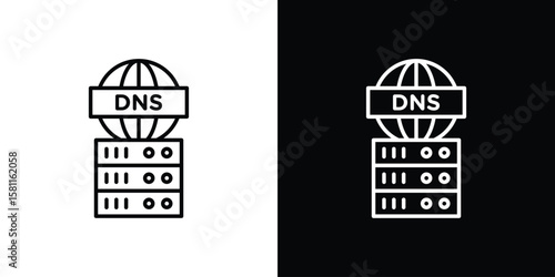 DNS icon thin line symbol on white background. Editable stroke vector illustration