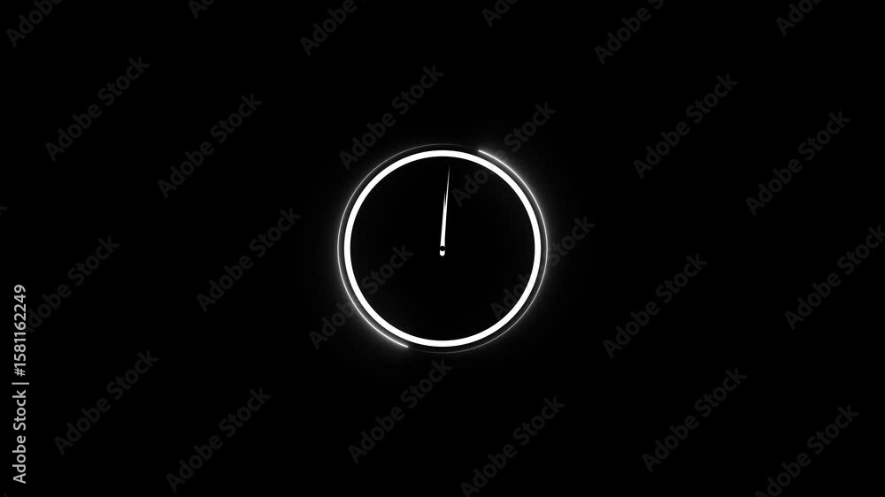 Analog glowing clock animation , 12 hour loop. neon clock , Counting down clock isolated animated . modern circle digital and analog clock neon , black background, 4k video Analog glowing clock animation , 12 hour loop. neon clock , Counting down clock isolated animated . modern circle digital and analog clock neon , black background, 4k video