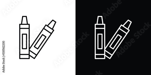 Crayon icon thin line symbol on white background. Editable stroke vector illustration