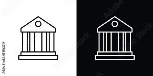 Courthouse icon thin line symbol on white background. Editable stroke vector illustration