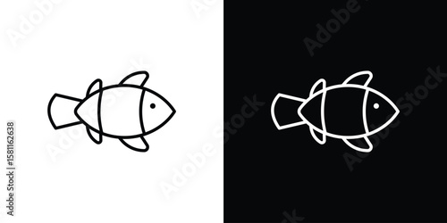 Clown fish icon thin line symbol on white background. Editable stroke vector illustration