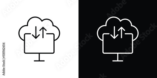 Cloud computing icon thin line symbol on white background. Editable stroke vector illustration