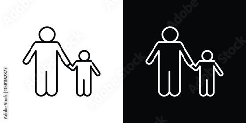 Child custody icon thin line symbol on white background. Editable stroke vector illustration