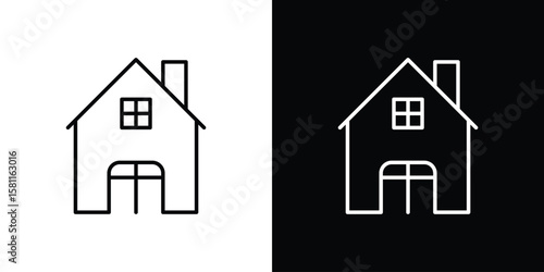 Chalet icon thin line symbol on white background. Editable stroke vector illustration