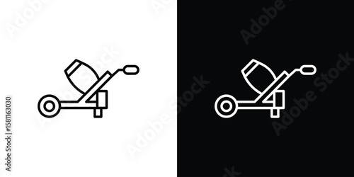 Cement mixer icon thin line symbol on white background. Editable stroke vector illustration