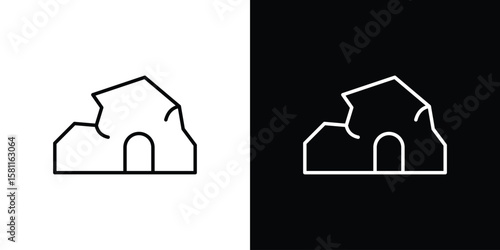 cave icon thin line symbol on white background. Editable stroke vector illustration