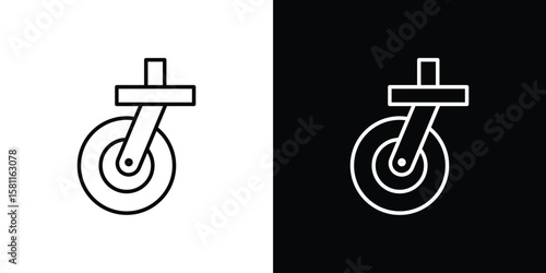 Cart trolley wheel icon thin line symbol on white background. Editable stroke vector illustration