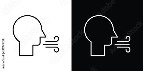 Breath icon thin line symbol on white background. Editable stroke vector illustration